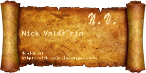 Nick Valéria névjegykártya